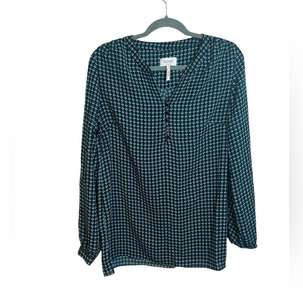Laundry By Shelli Segal Geometric Patterned Career Blouse